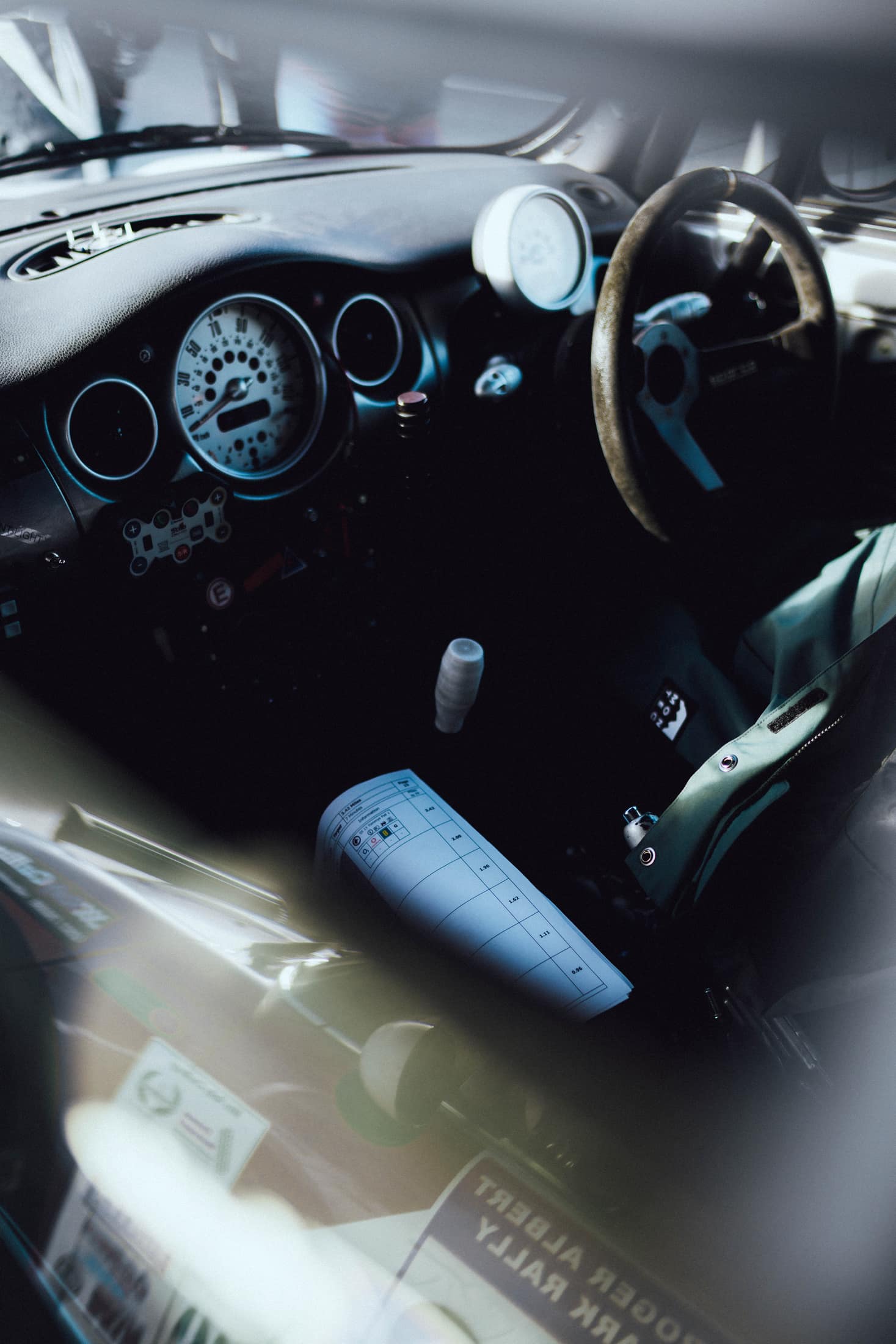 Race car interior and controls