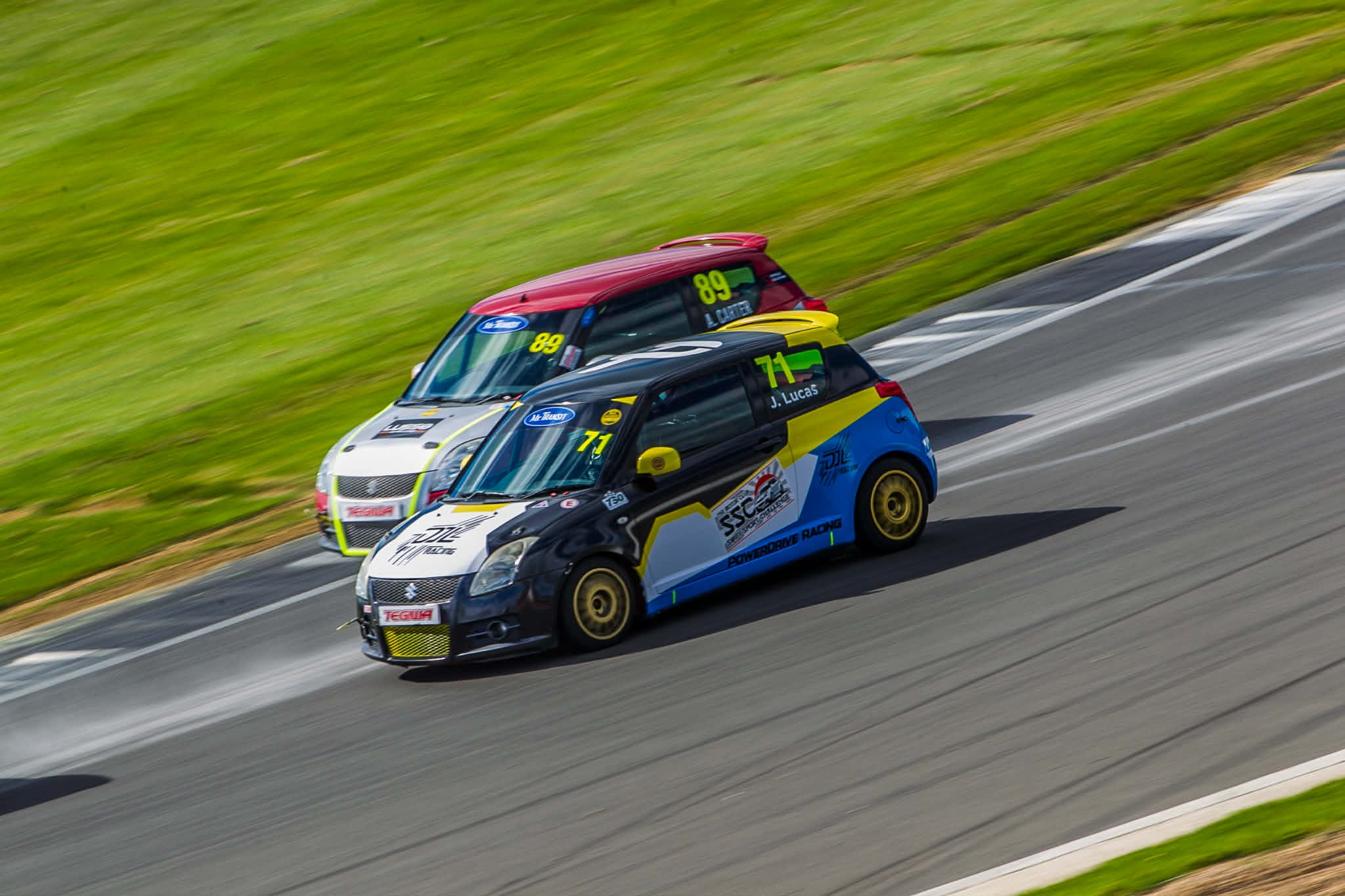 Jake Lucas battling around Silverstone in his Swift Sport
