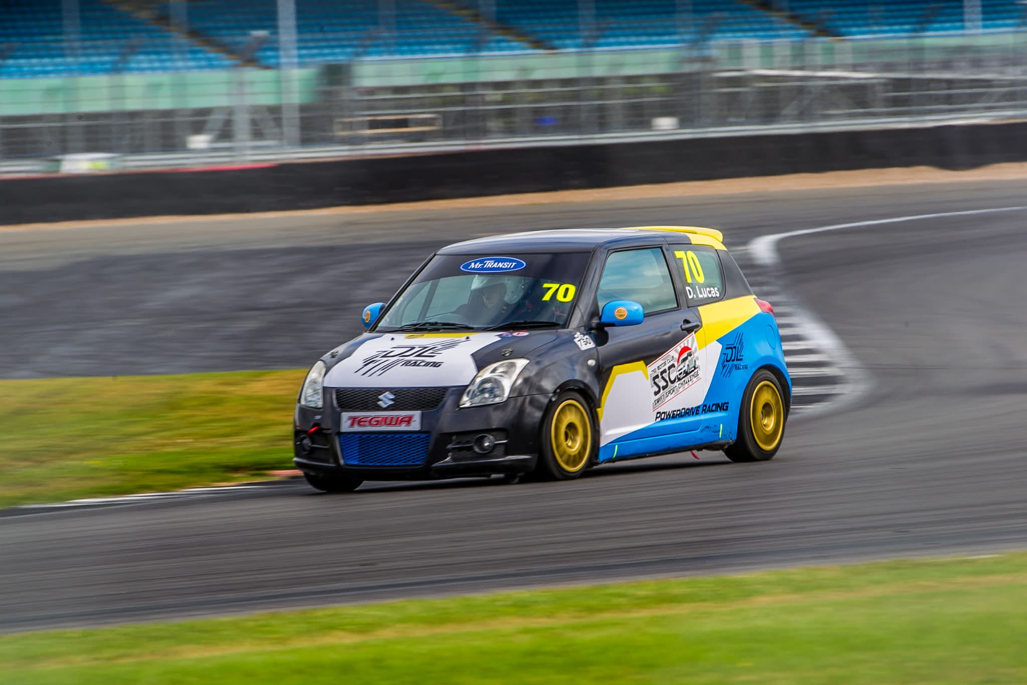 Darren Lucas pushing hard at Silverstone in his Swift Sport